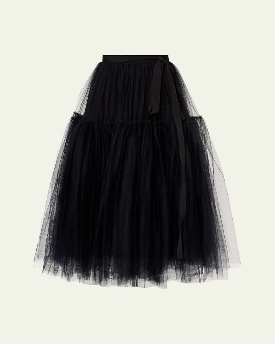 Long Tulle Skirt with Bows